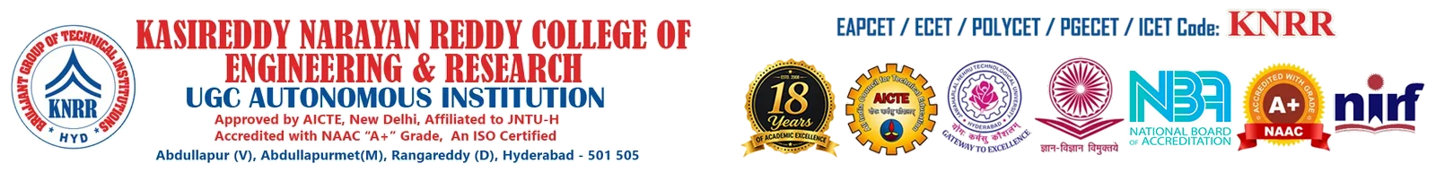 Kasireddy Narayanreddy College of Engineering and Research Logo